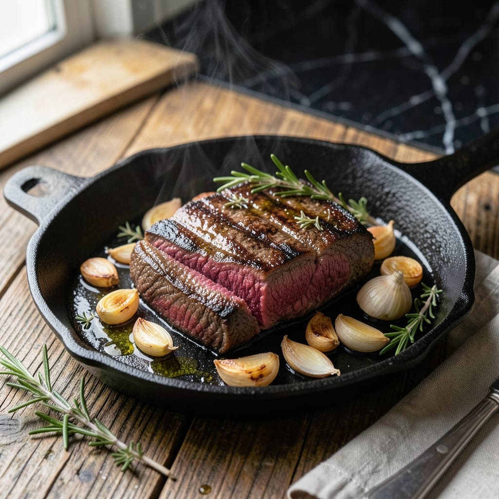 NY Strip Steak Recipe Pan: Cast Iron Crust for Steakhouse Results