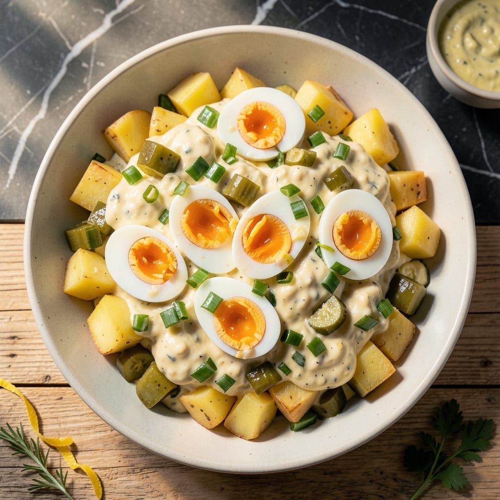 Potato Salad Recipe With Egg and Dill Pickle: Creamy Tang With a Crunch