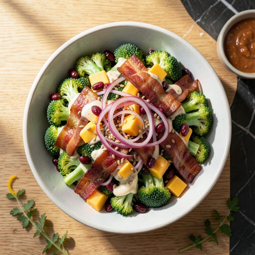 All Recipe Broccoli Salad: Tangy Bacon and Cheddar Crunch All Recipe Broccoli Salad: Tangy Bacon and Cheddar Crunch