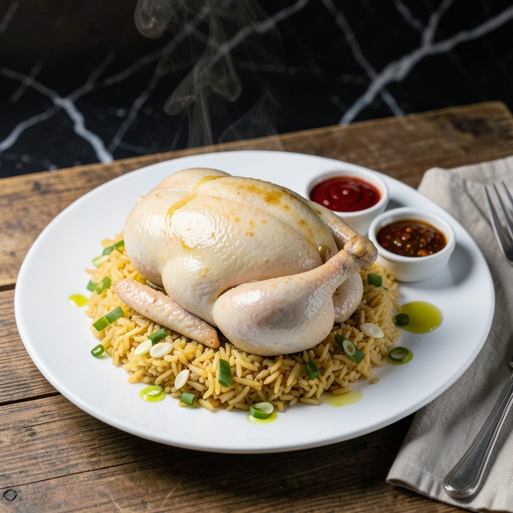 Hainan Chicken Rice Recipe Malaysia: Silky Smooth Poached Chicken With Fragrant Rice