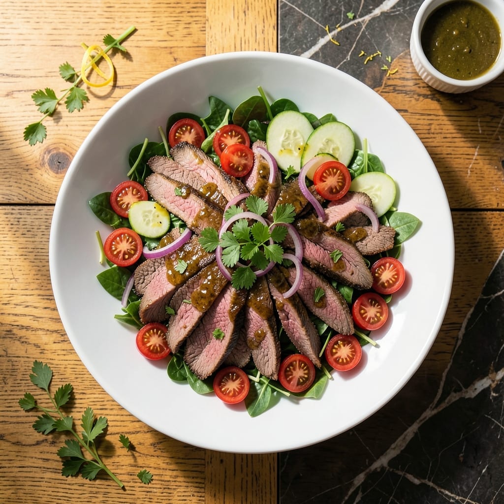 Recipe for Cold Roast Beef Salad: Chilled Slices With Bold Herb Dressing Recipe for Cold Roast Beef Salad: Chilled Slices With Bold Herb Dressing