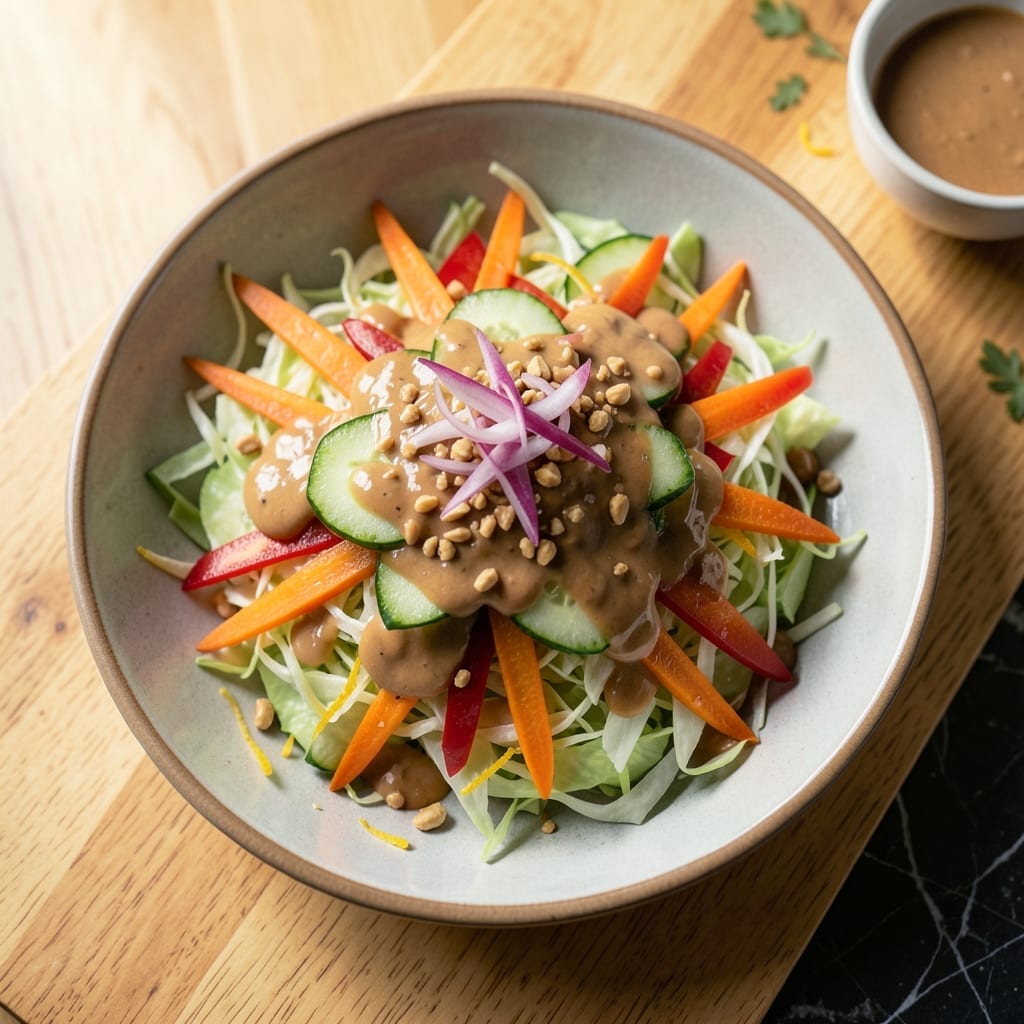Salad Recipe With Peanut Sauce: Crunchy Veggies With Thai-Inspired Dressing
