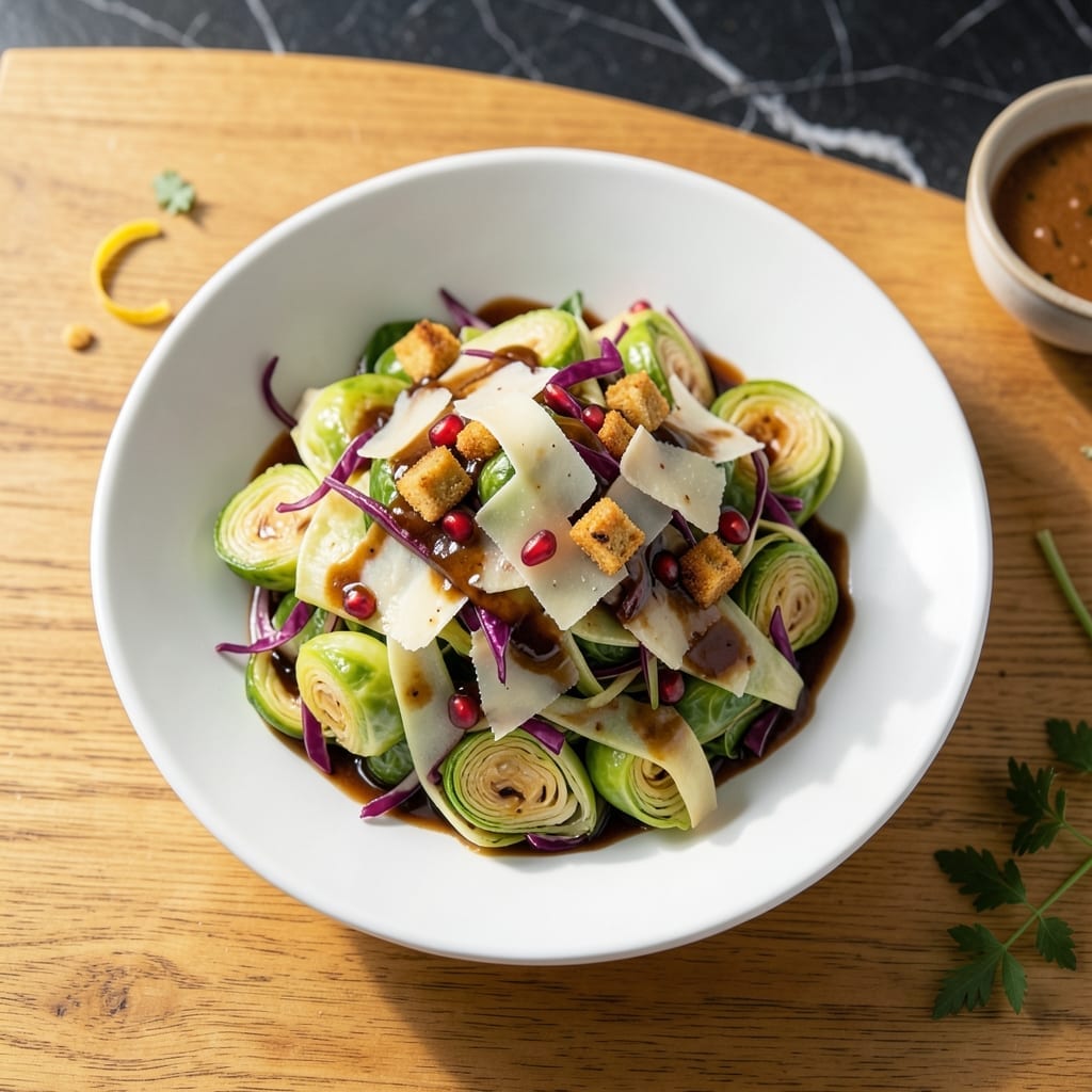 Brussel Sprouts Salad Recipe Balsamic: Shaved Raw Crunch With Nutty Finish