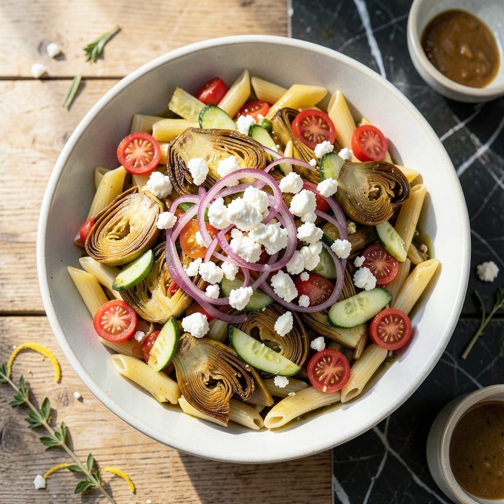 Greek Pasta Salad Recipe With Artichokes: Mediterranean Freshness in a Bowl