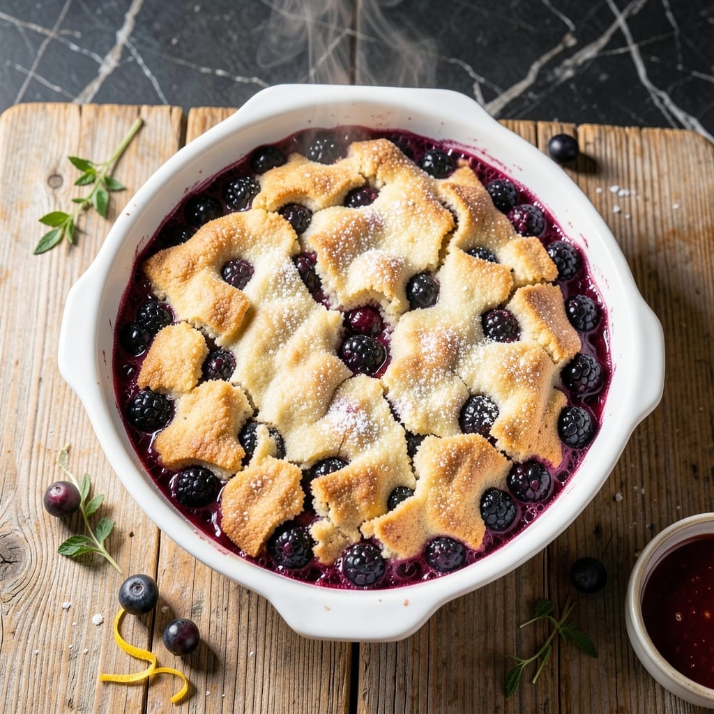 Easy Blackberry Cobbler Recipe With Fresh Blackberries: Buttery Biscuit Topping Over Bursting Berries