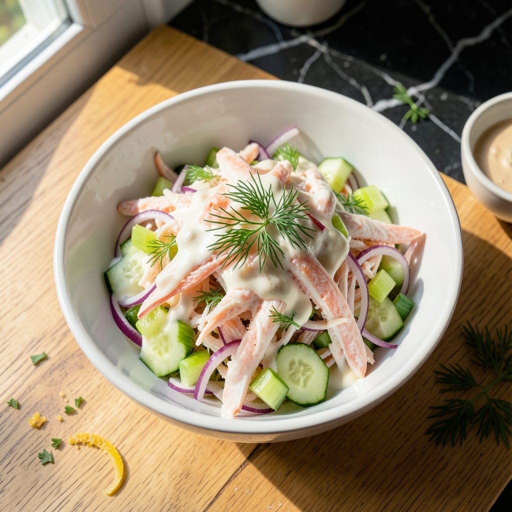 Imitation Crab Salad Recipe With Mayonnaise: Flaky Seafood Blend With Crisp Veggies