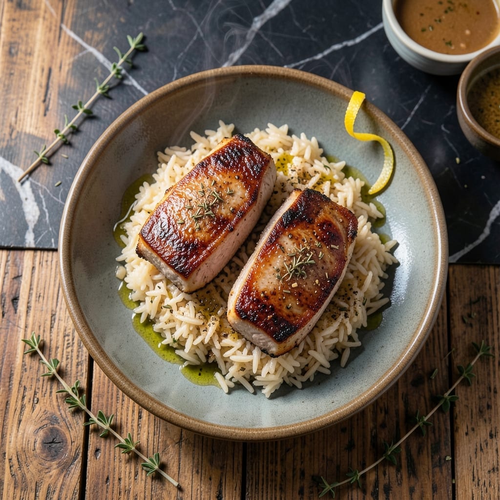 Recipe for Oven Baked Pork Chops With Rice: Juicy Meat and Fluffy Grains Together