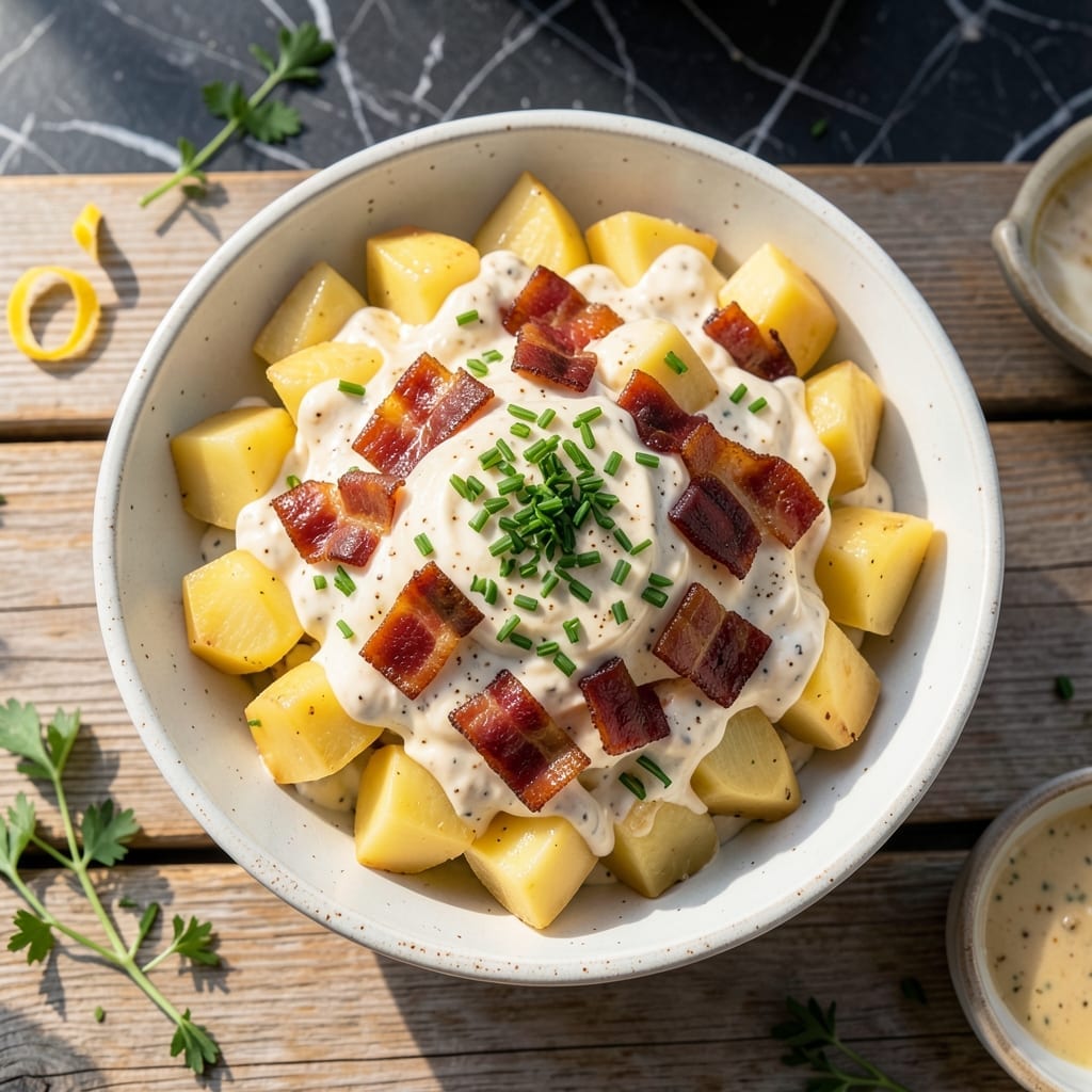 Loaded Potato Salad Recipe With Mayonnaise: Creamy Chive and Bacon Delight