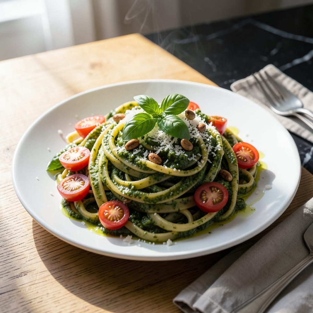 Basil Pesto Pasta Recipe With Cherry Tomatoes: Garden-Fresh Brightness in Every Bite