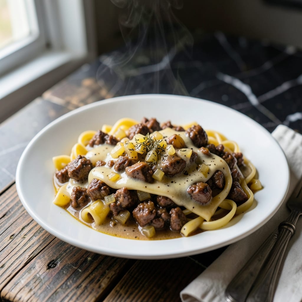 Ground Beef Stroganoff Recipe No Mushrooms: Creamy Egg Noodle Sauce