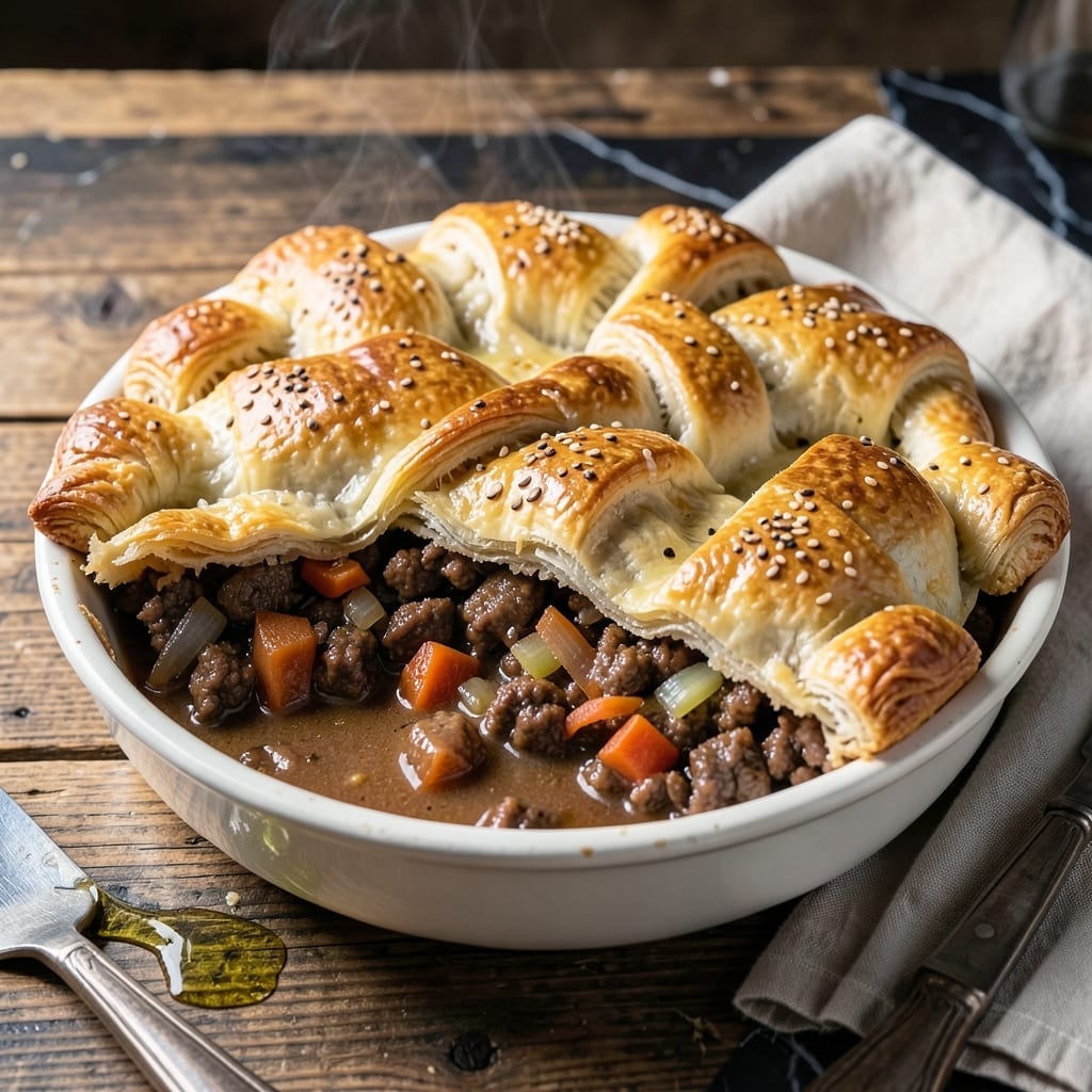 Ground Beef Pot Pie Recipe With Crescent Rolls: Flaky Golden Crust Over Savory Filling