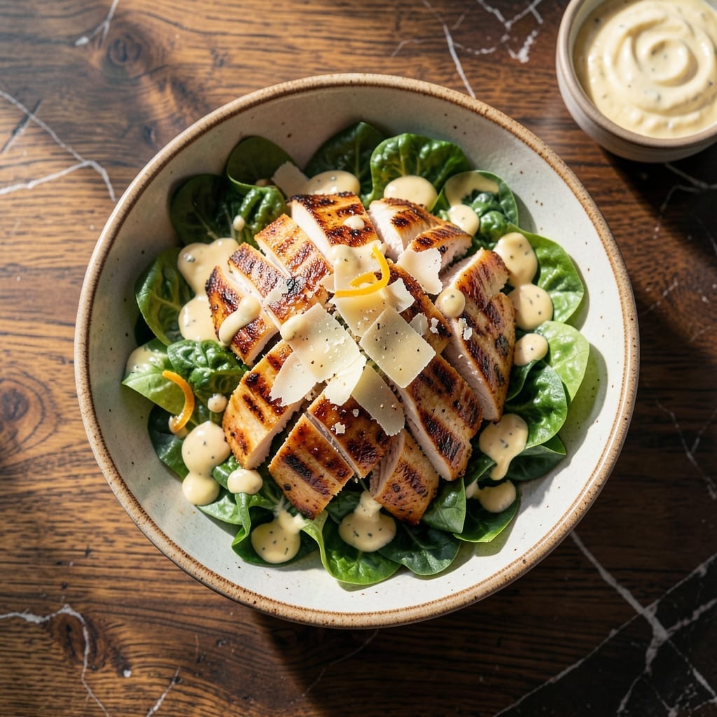 Chicken Recipe for Chicken Caesar Salad: Parmesan-Dressed Crisp Romaine Delight