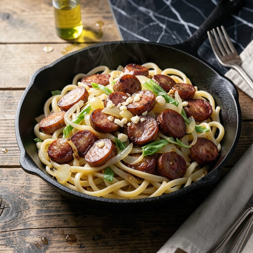 Haluski Recipe With Kielbasa: Rustic Cabbage and Noodle Skillet Haluski Recipe With Kielbasa: Rustic Cabbage and Noodle Skillet