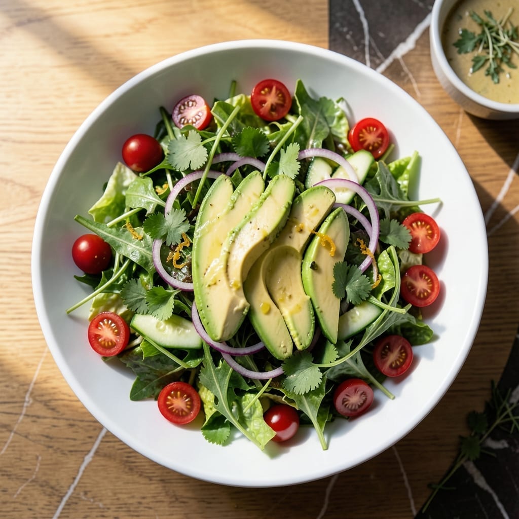 Green Salad Recipe With Avocado: Creamy Crunch With Zesty Lime Dressing Green Salad Recipe With Avocado: Creamy Crunch With Zesty Lime Dressing
