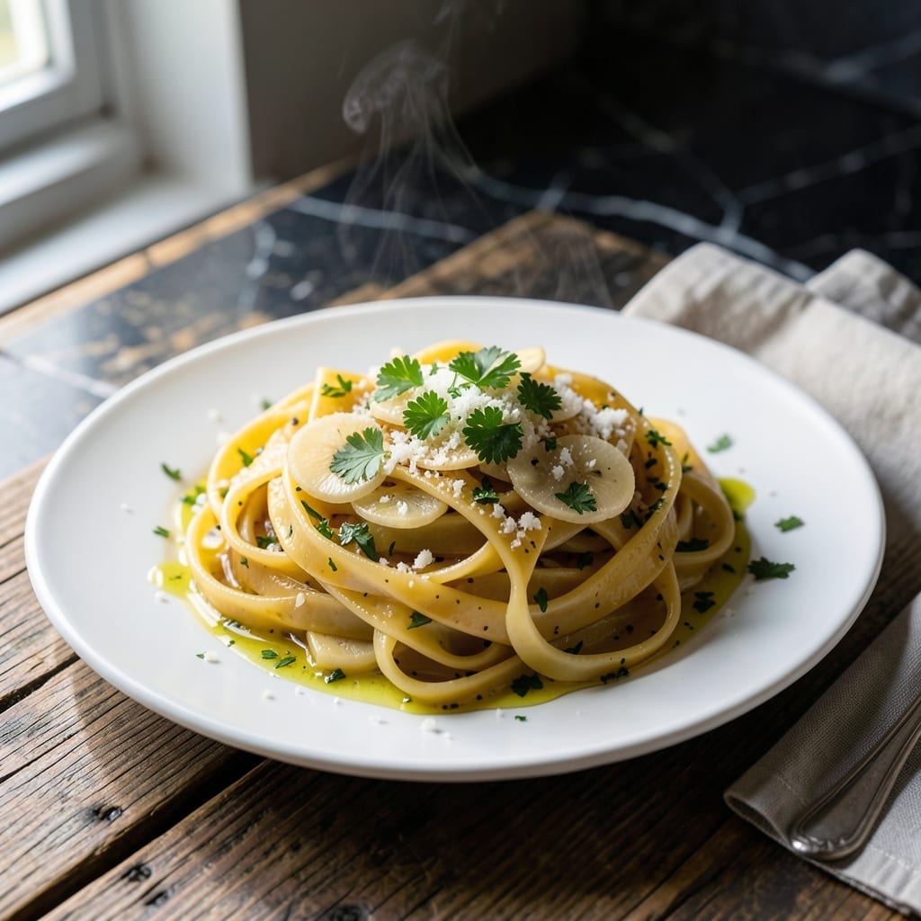 Pasta Recipe 3498: Silky Ribbons With Garlic Olive Oil