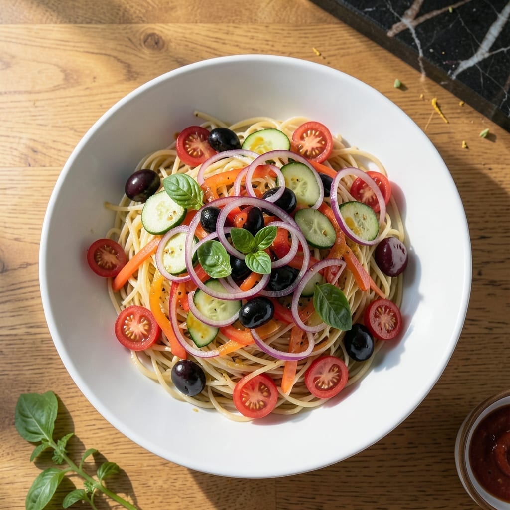 Angel Hair Pasta Salad Recipe With Italian Dressing: Light and Zesty Garden Medley