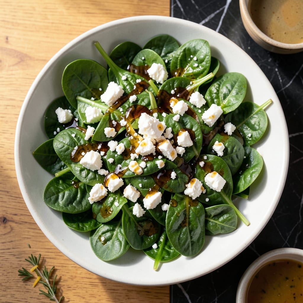 Recipe for Spinach Salad With Feta Cheese: Bright Greens and Briny Bite