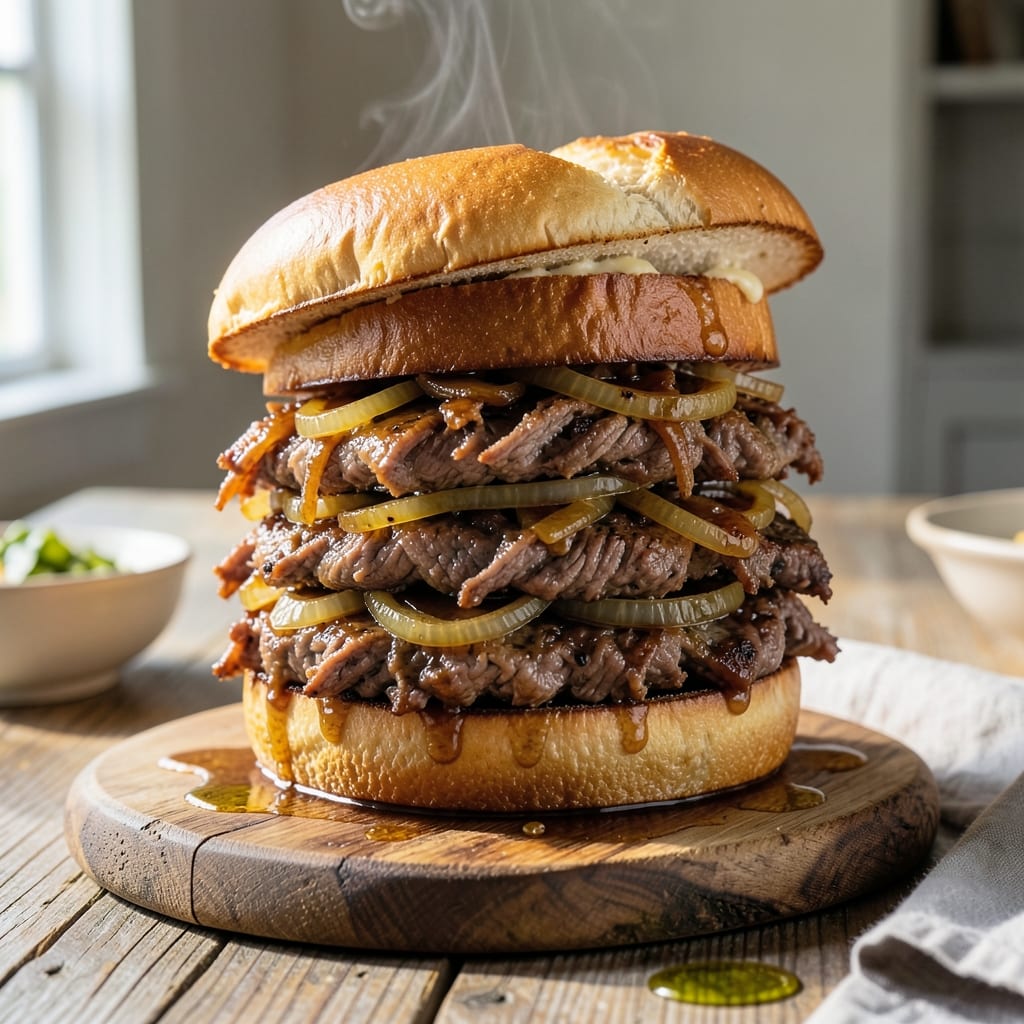 Hot Roast Beef Sandwich Recipe Crock Pot: Slow-Cooked Juicy Slices on Toasted Buns