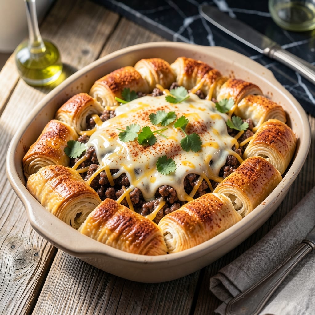 Mexican Recipe With Ground Beef and Crescent Rolls: Cheesy Layered Fiesta Bake Mexican Recipe With Ground Beef and Crescent Rolls: Cheesy Layered Fiesta Bake