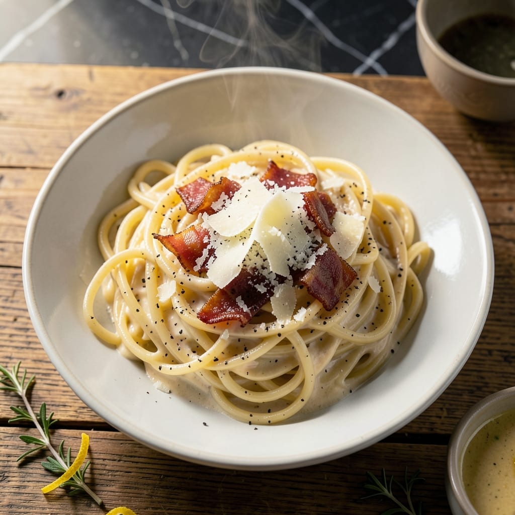 Pasta Carbonara Recipe Cream: Authentic Roman Sauce With Egg Yolk Richness