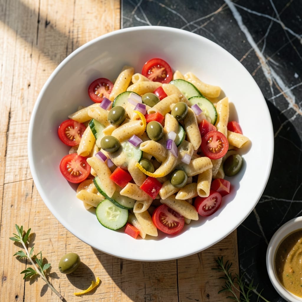 Pasta Salad Recipe With Green Olives: Briny Mediterranean Medley Pasta Salad Recipe With Green Olives: Briny Mediterranean Medley