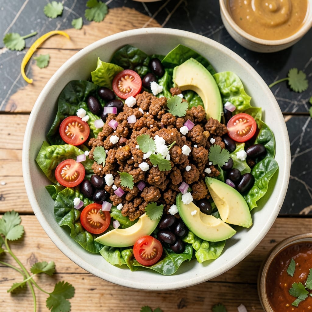 Easy Healthy Taco Salad Recipe With Ground Beef: Protein-Packed Fiesta Bowl