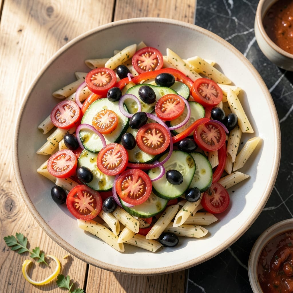 Italian Pasta Salad Recipe Vegan: Rainbow Veggies With Lemon-Oregano Dressing