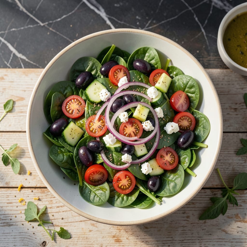 Greek Salad Recipe With Spinach: Mediterranean Crunch in Every Bite