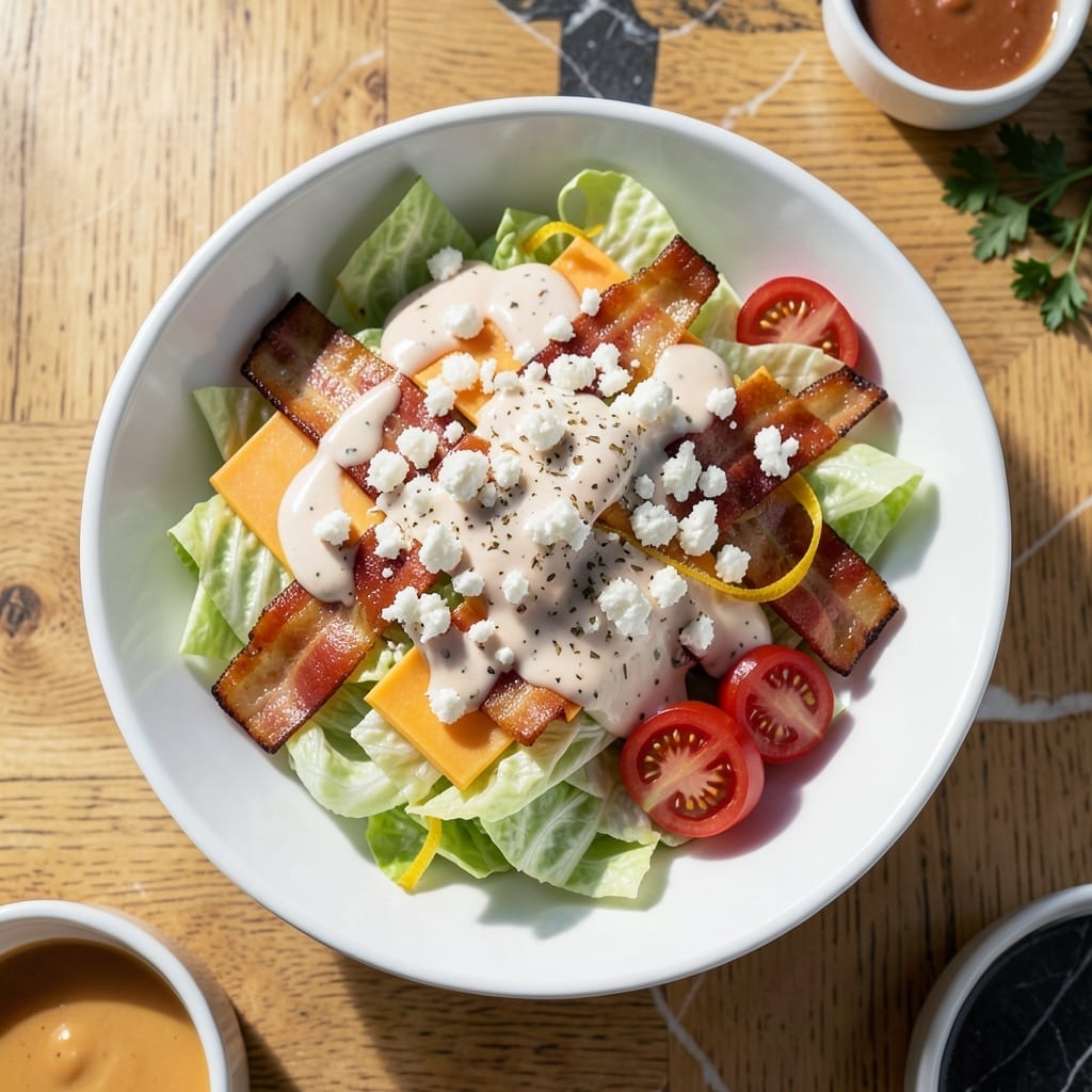 Wedge Salad Recipe Without Blue Cheese: Classic Crispness With Ranch and Bacon