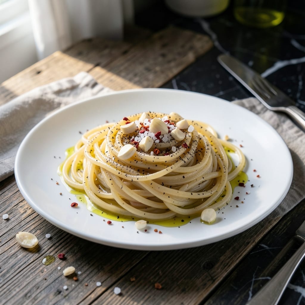 Pasta Recipe 204458: Silky Ribbons With Garlic-Infused Olive Oil
