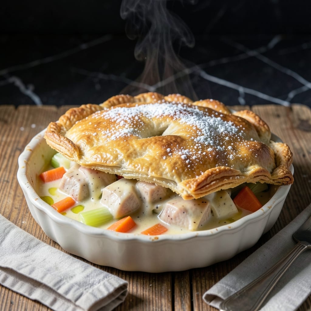 Old Fashioned Chicken Pot Pie Recipe With Heavy Cream: Flaky Crust Over Velvety Filling