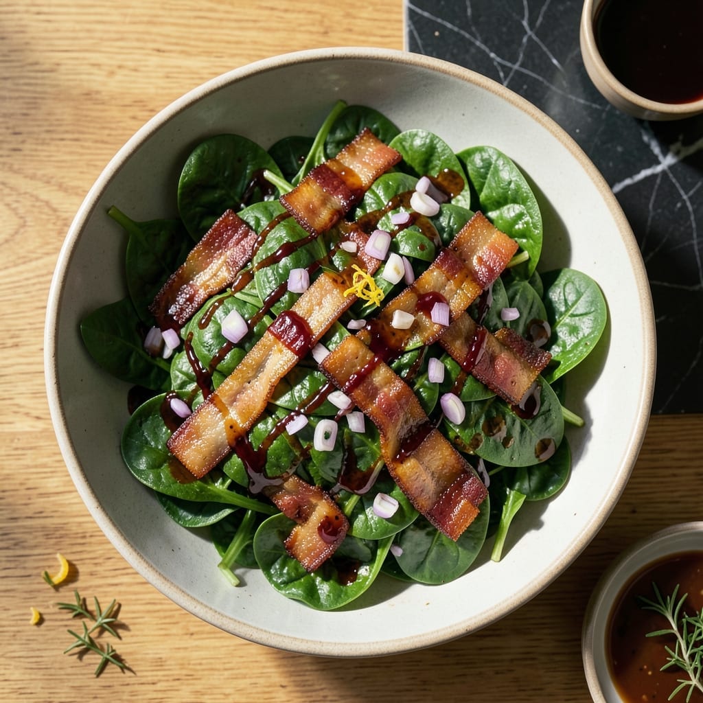 Traditional Recipe for Spinach Salad: Classic Wilted Greens with Warm Bacon Dressing