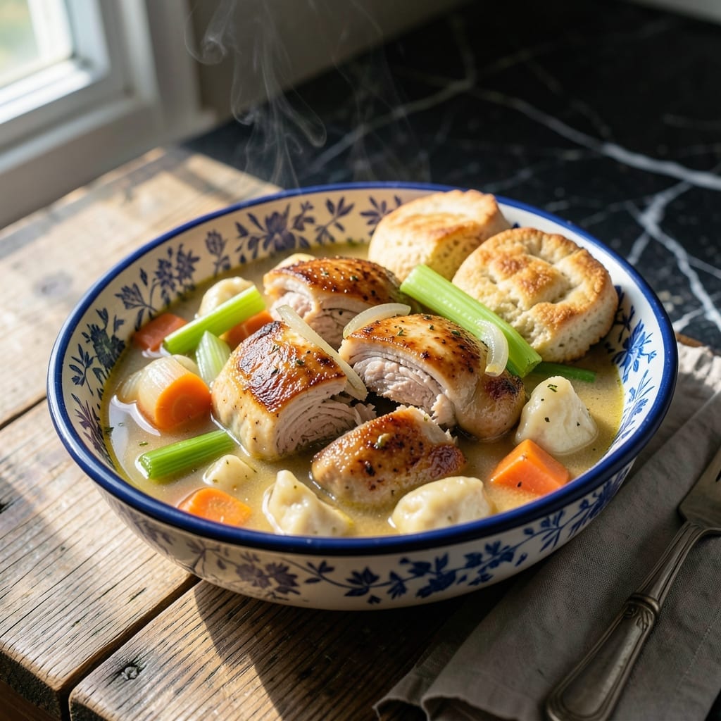 Grandma's Chicken And Dumplings Recipe With Biscuits: Old-Fashioned Fluffy Layers