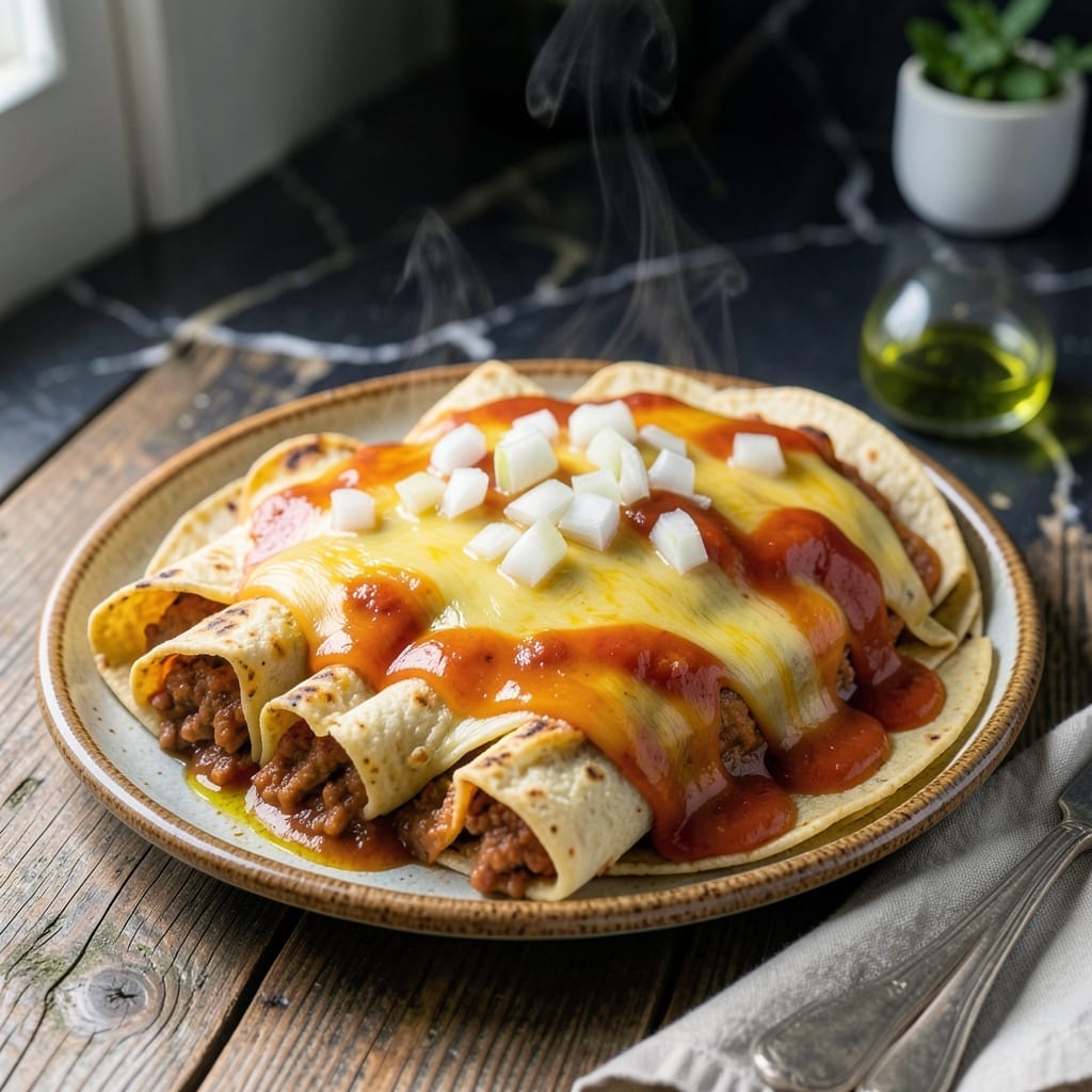 Enchilada Recipe With Refried Beans: Cheesy Layers and Creamy Bean Filling Enchilada Recipe With Refried Beans: Cheesy Layers and Creamy Bean Filling
