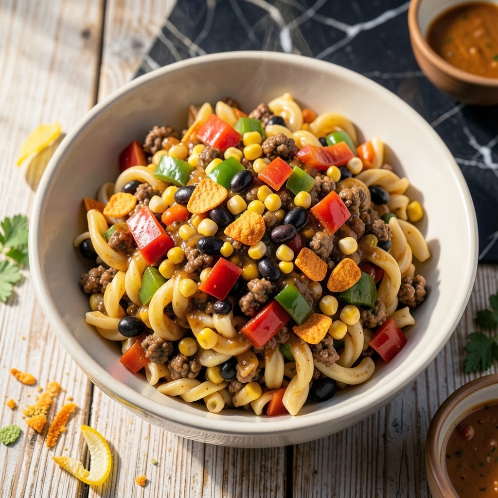 Taco Pasta Salad Recipe With Doritos: Fiesty Crunch in Every Bite