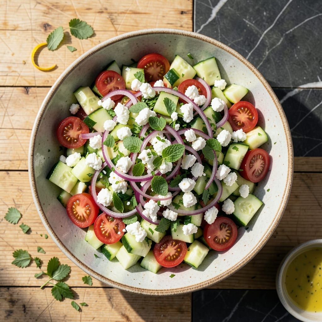 Israeli Salad Recipe With Feta: Bright Mediterranean Chopped Freshness
