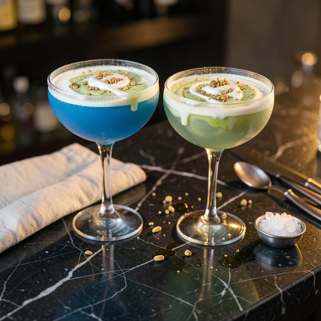 Pistachio Martini Recipe With Blue Curacao: Nutty Citrus Elegance in a Glass