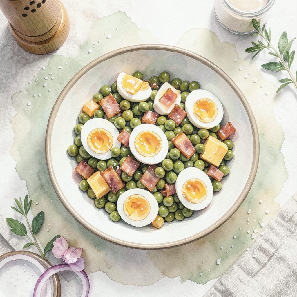 Southern Pea Salad Recipe with Egg and Bacon: Classic Picnic Side with Crunchy Toppings