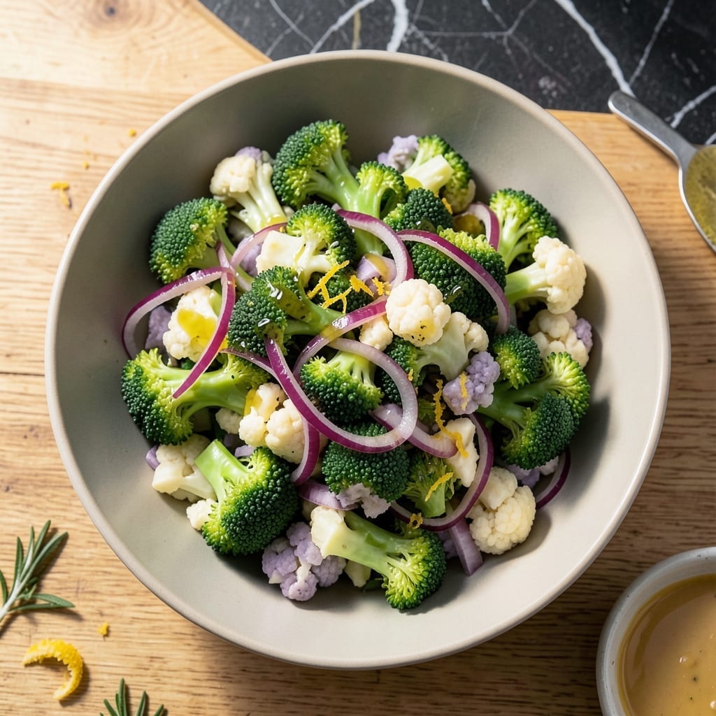 Raw Broccoli And Cauliflower Salad Recipe Healthy: No-Cook Crunch with Lemon Zest