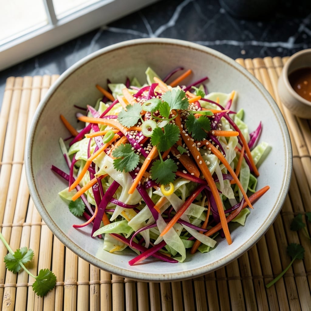 Recipe For Asian Coleslaw Salad: Wok-Tossed Savory Crunch