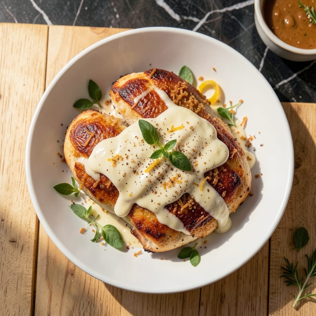 Recipe for Baked Chicken With Mayonnaise and Parmesan Cheese: Crispy Crust With Melty Topping