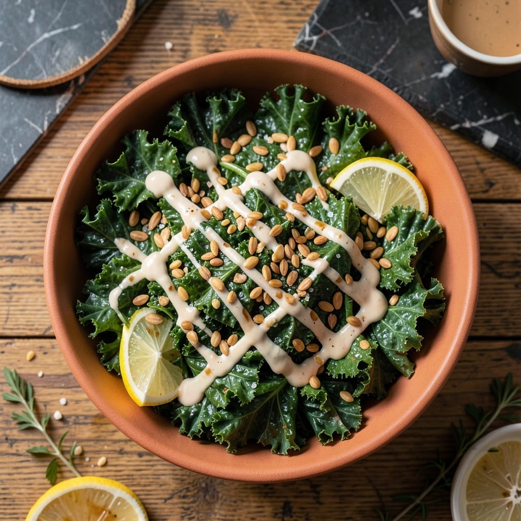 Kale Salad Recipe Vegan: Massaged Leaves With Zesty Lemon Tahini