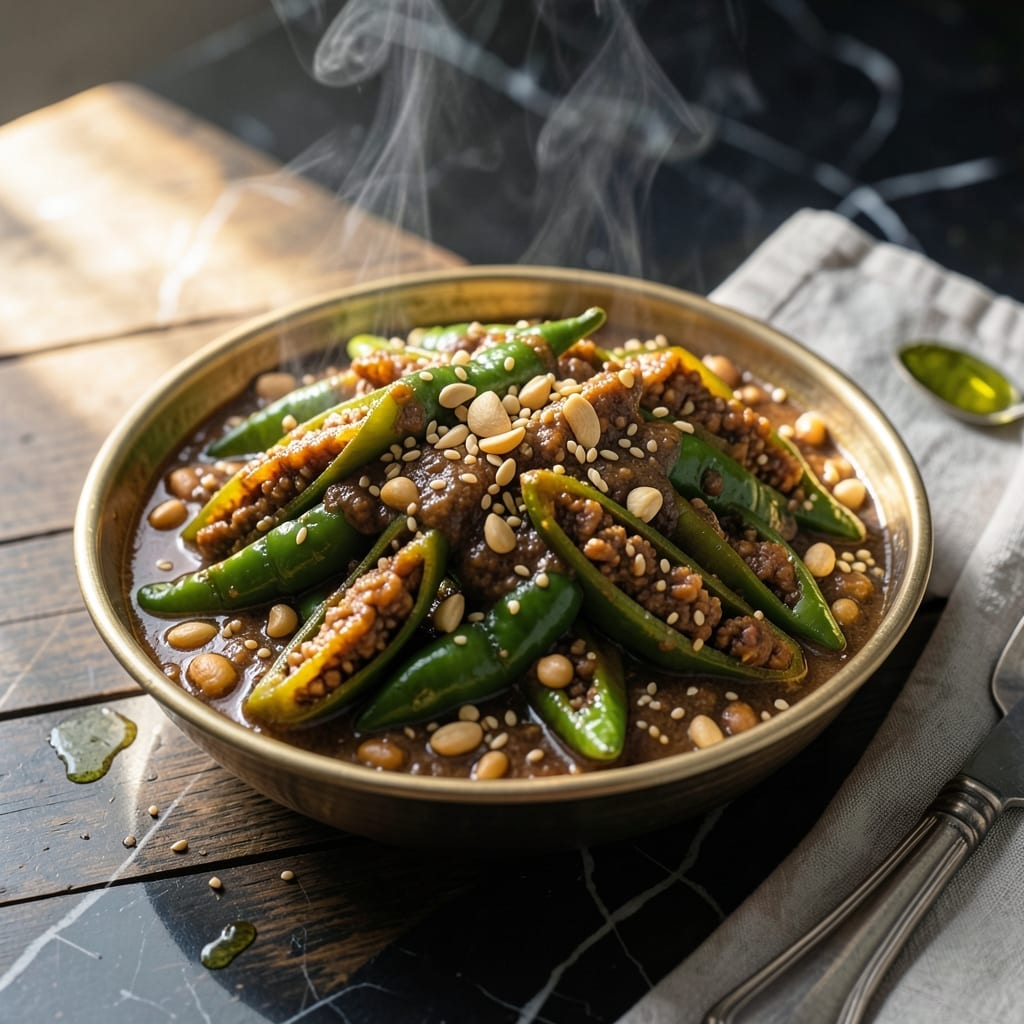 Hyderabadi Mirchi Ka Salan Recipe in Urdu: Spicy Andhra-Style Stuffed Chillies