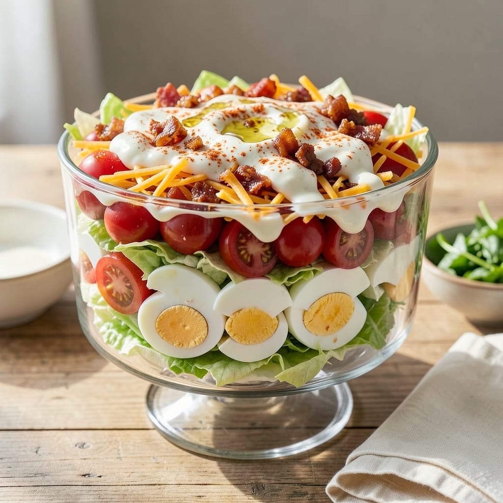 7 Layer Salad Recipe With Miracle Whip: Retro Potluck Showstopper 7 Layer Salad Recipe With Miracle Whip: Retro Potluck Showstopper