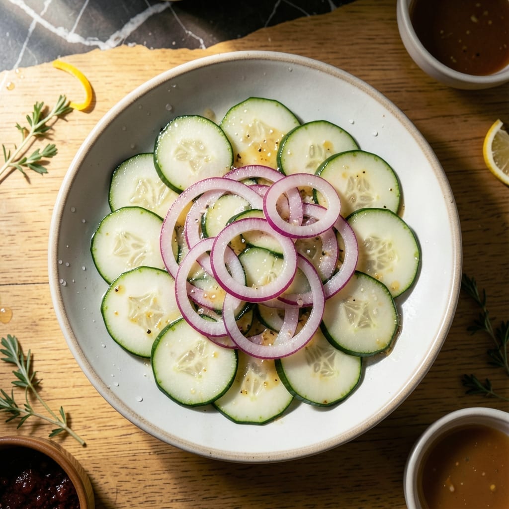 Cucumber Onion Salad Recipe With Vinegar and Sugar: Crunchy Sweet-Tart Refreshment