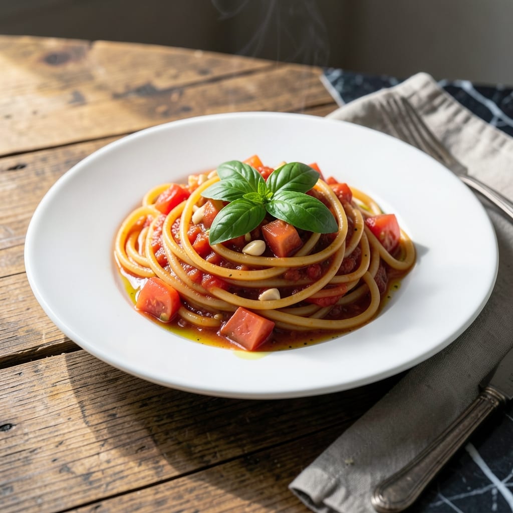 Pasta Recipe 480011: Rustic Tomato and Basil Simplicity
