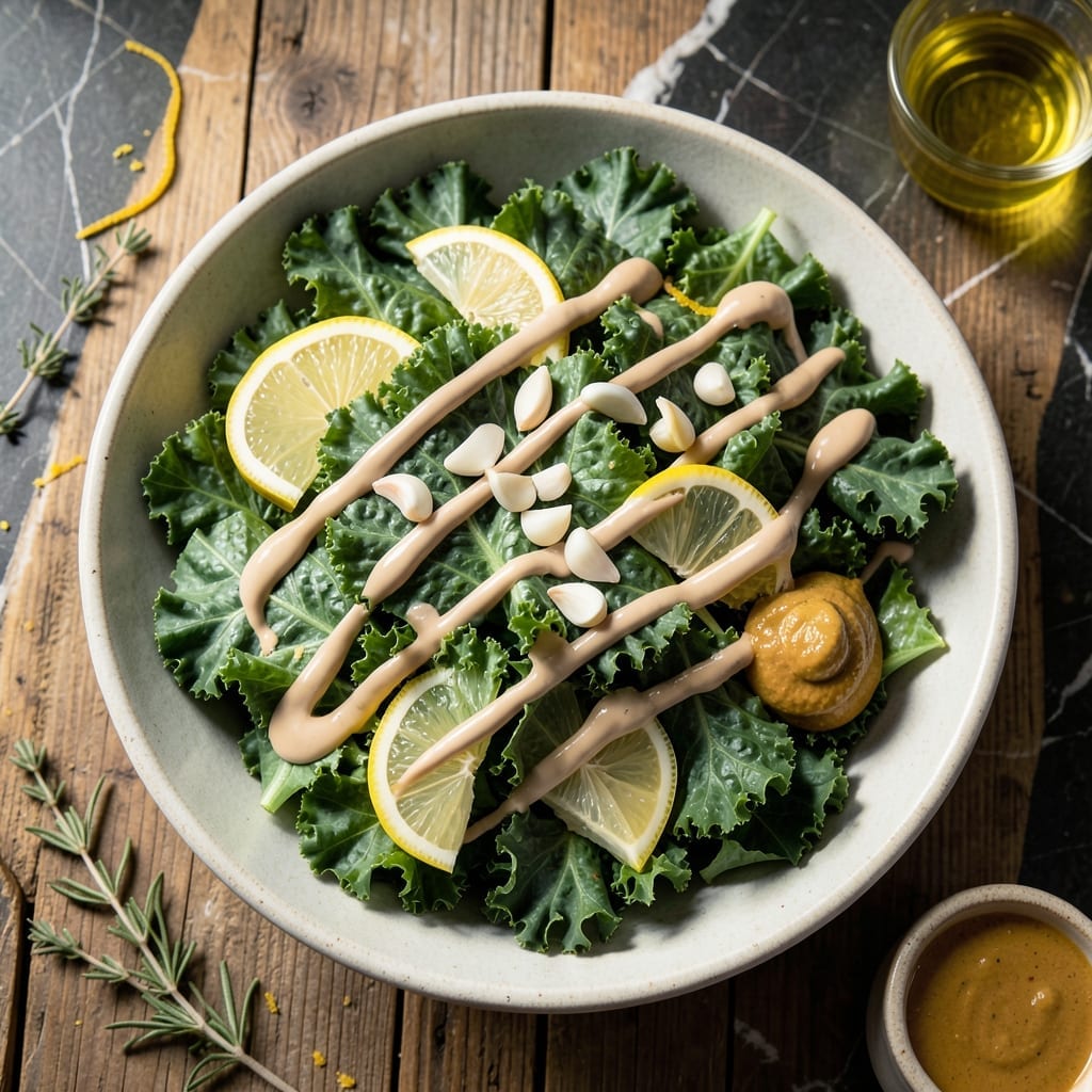 Kale Salad Recipe Ingredients: Massaged Leaves With Lemon-Tahini Dressing