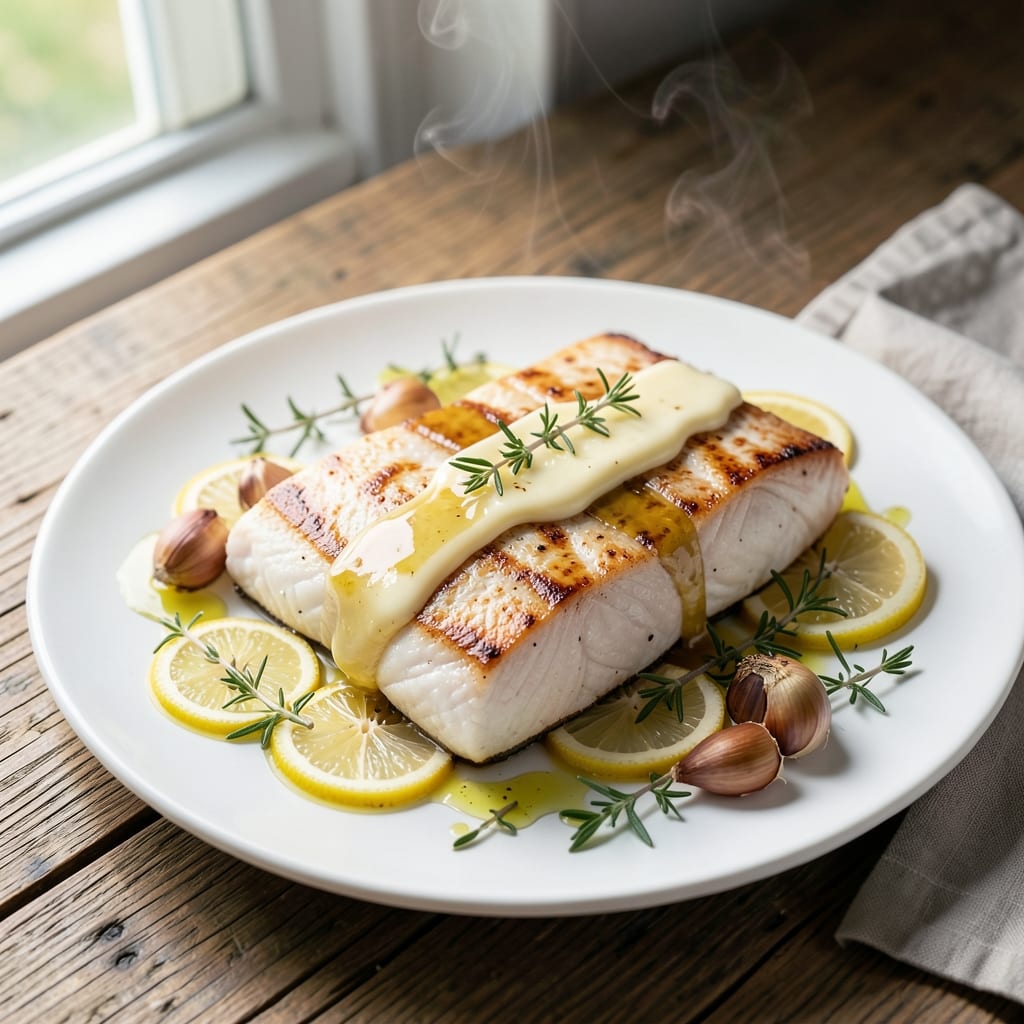 Halibut Steak Recipe Oven: Butter-Basted With Garlic and Herbs