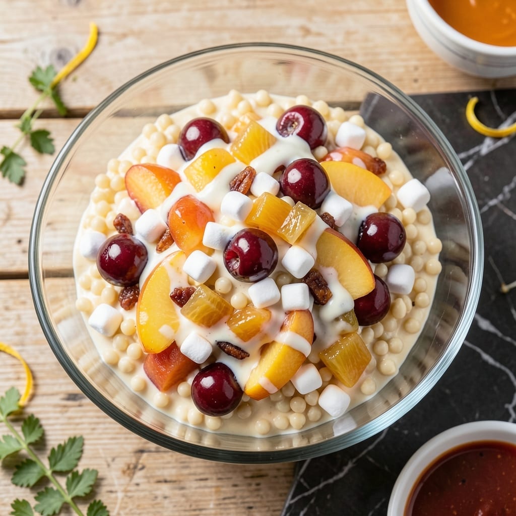 Frog Eye Salad Recipe With Fruit Cocktail: Retro Pasta and Orchard Medley