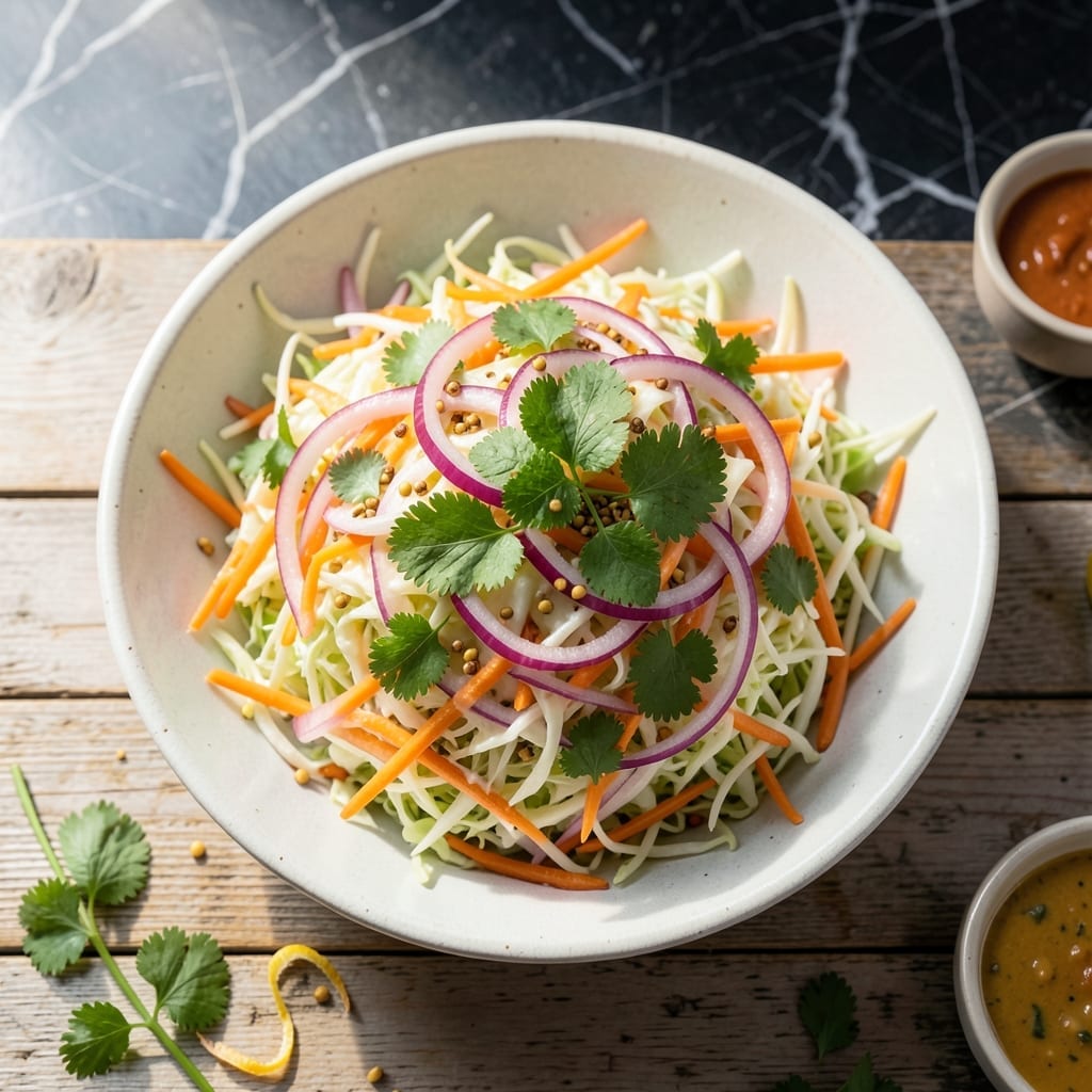 Coleslaw Salad Recipe Indian: Spiced Cabbage with Mustard Seed Tang